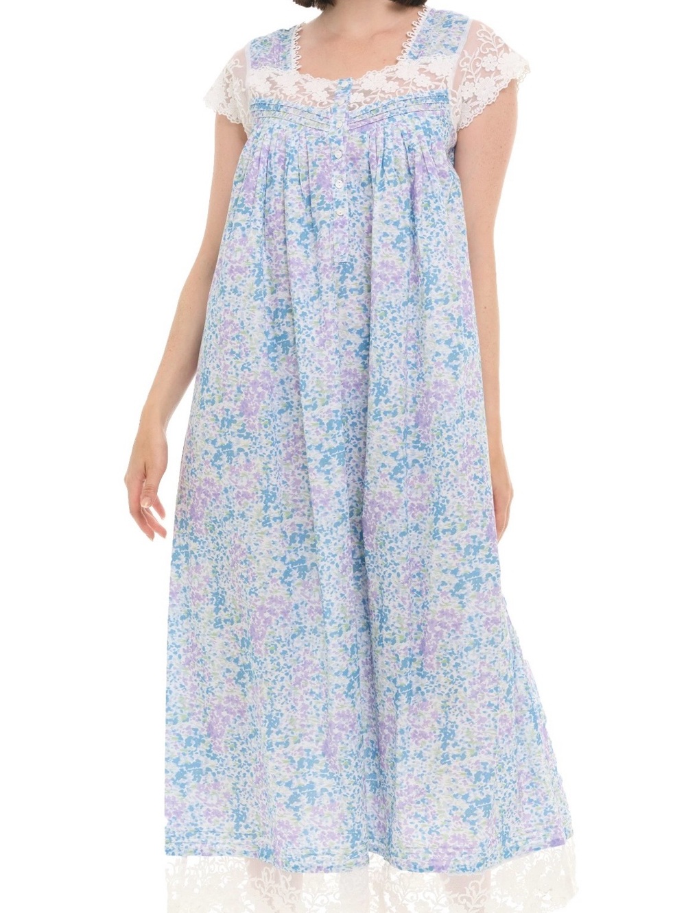 ADR Cotton Lace Trim Long Nightgown